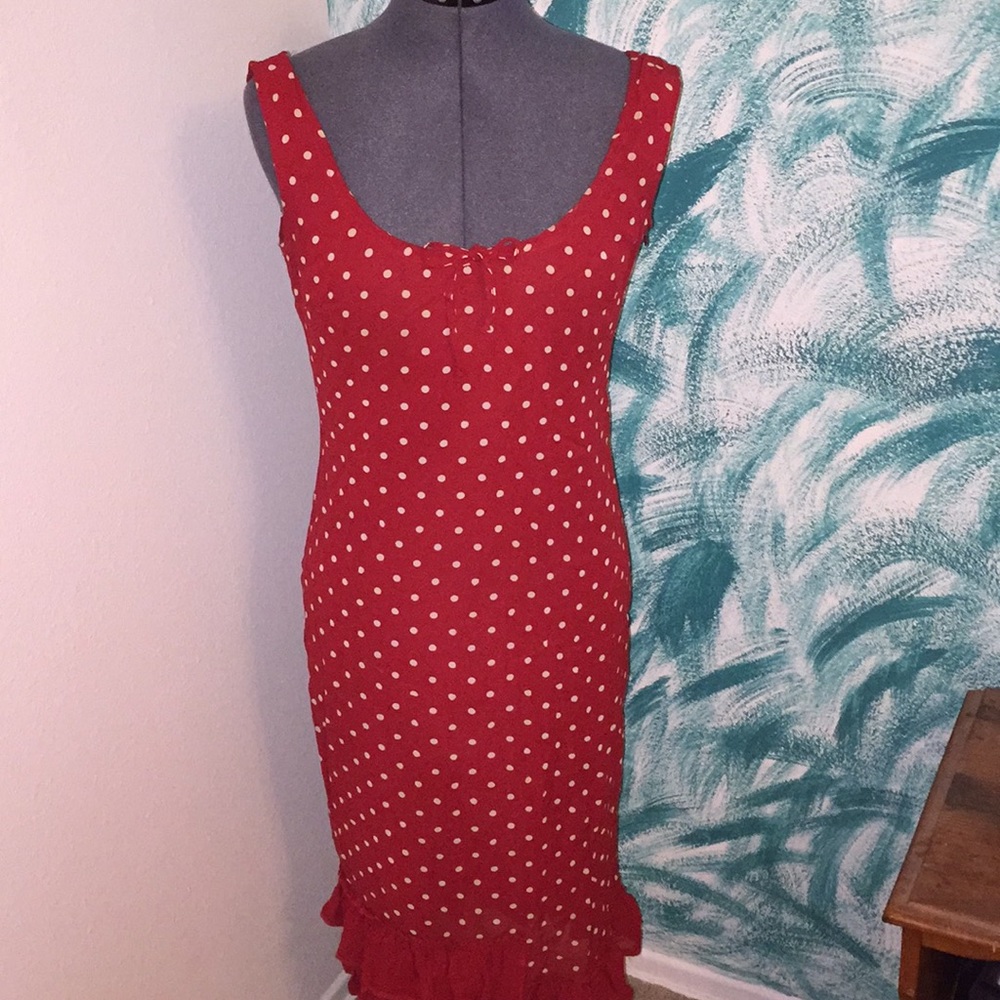 Red Polka Dot Chiffon Dress